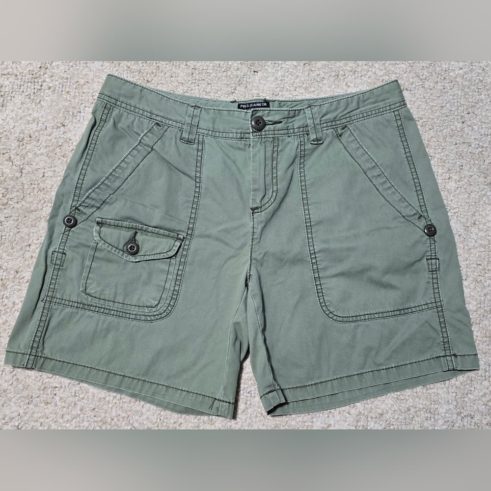 Polo Jeans Ralph Lauren Army Green Hampton Roll Up Shorts Field Pant Size 8